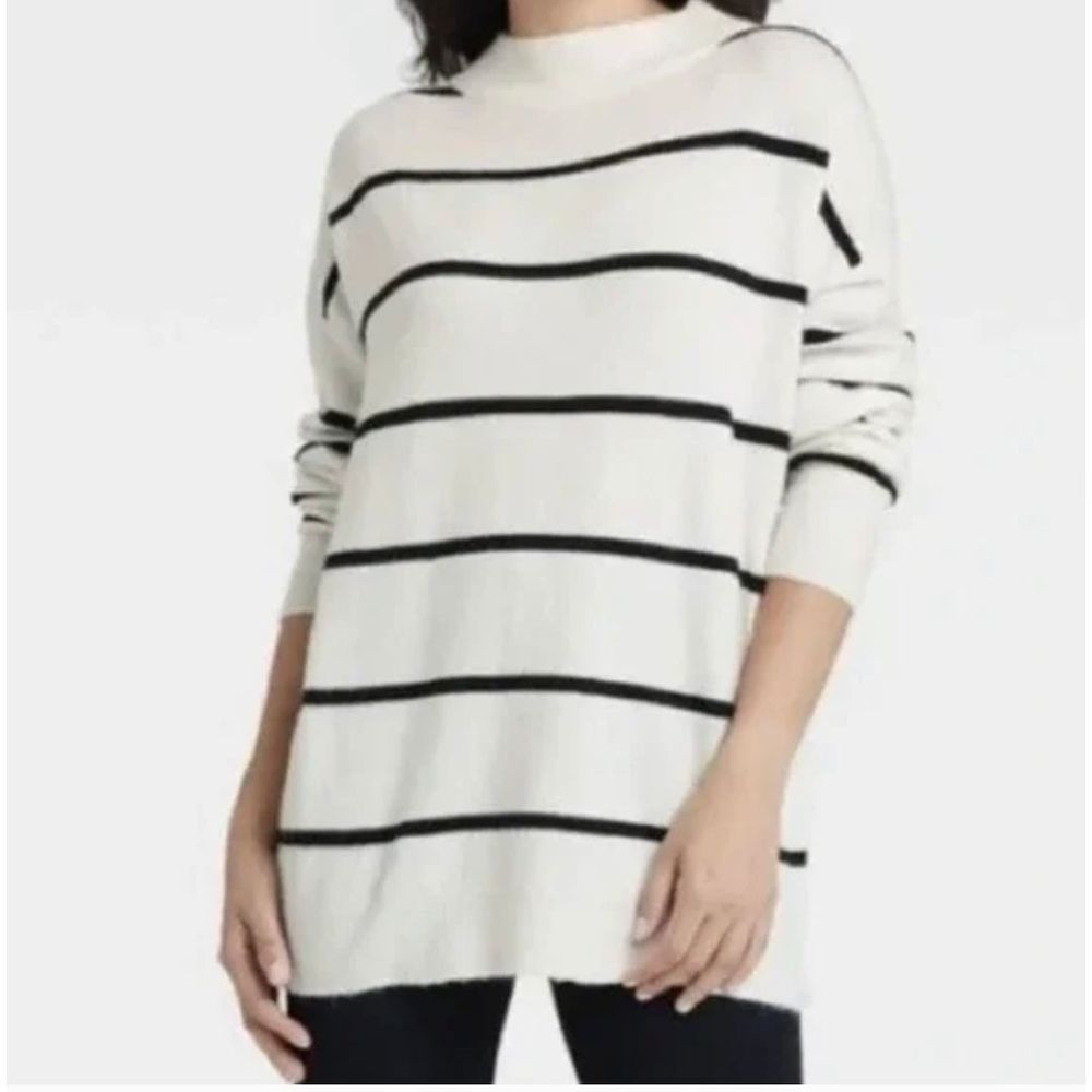 A New Day sweater navy blue stripes super soft medium
